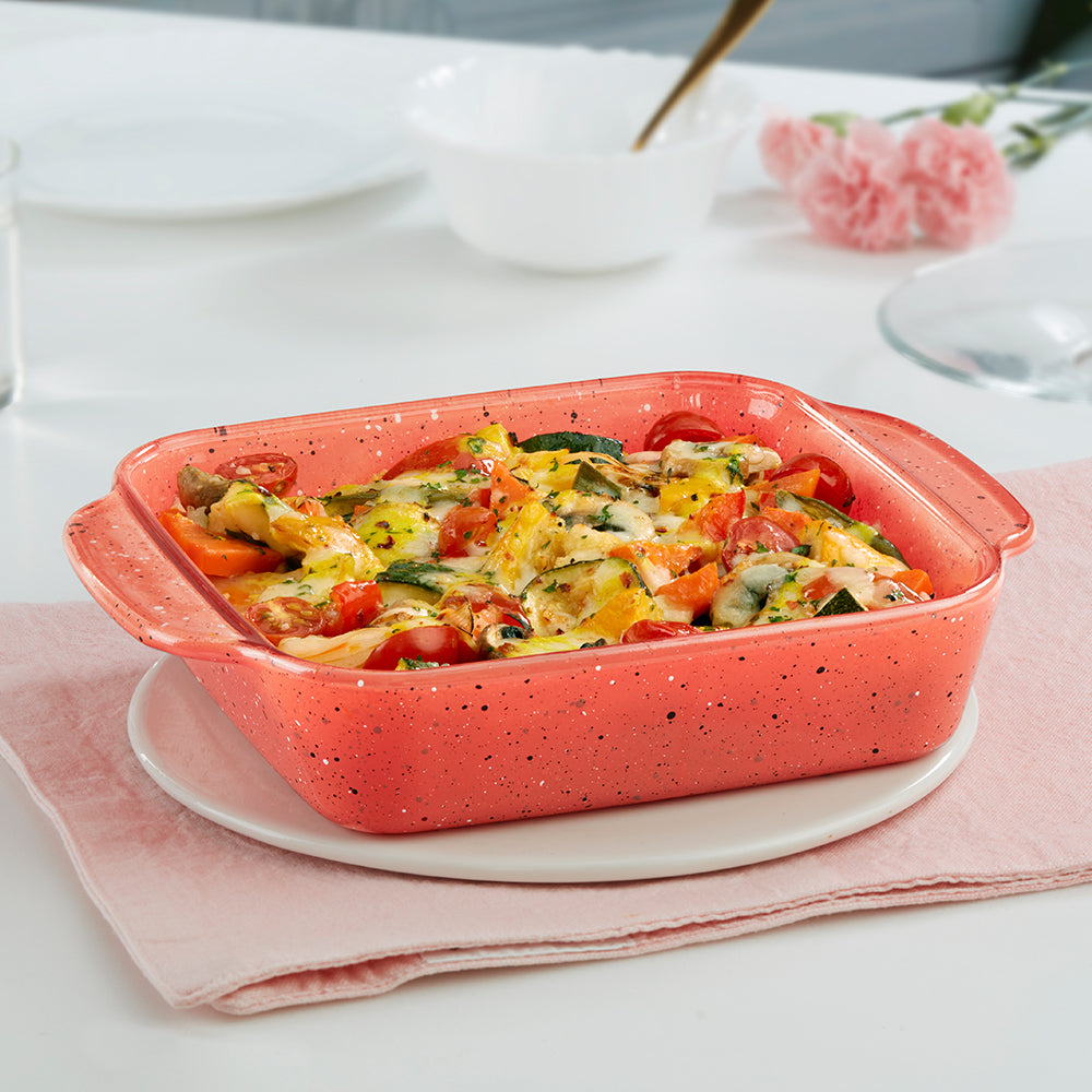 Colours Kube Pink Deep Rectangle Dish