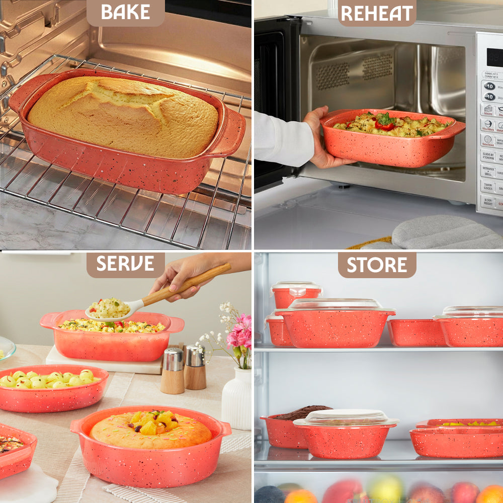 Colors Kube Pink Deep Rectangle Dish