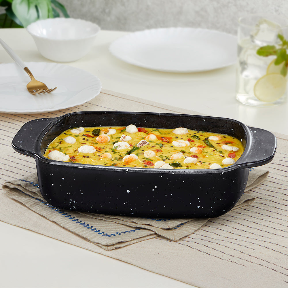 Colours Pebble Black Deep Rectangle Dish