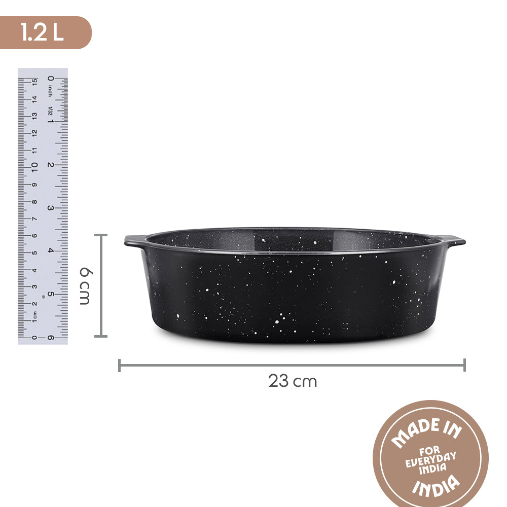 Colors Pebble Black Round Cake Dish