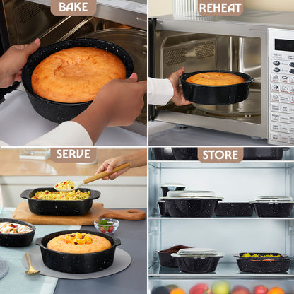 Colors Pebble Black Round Cake Dish