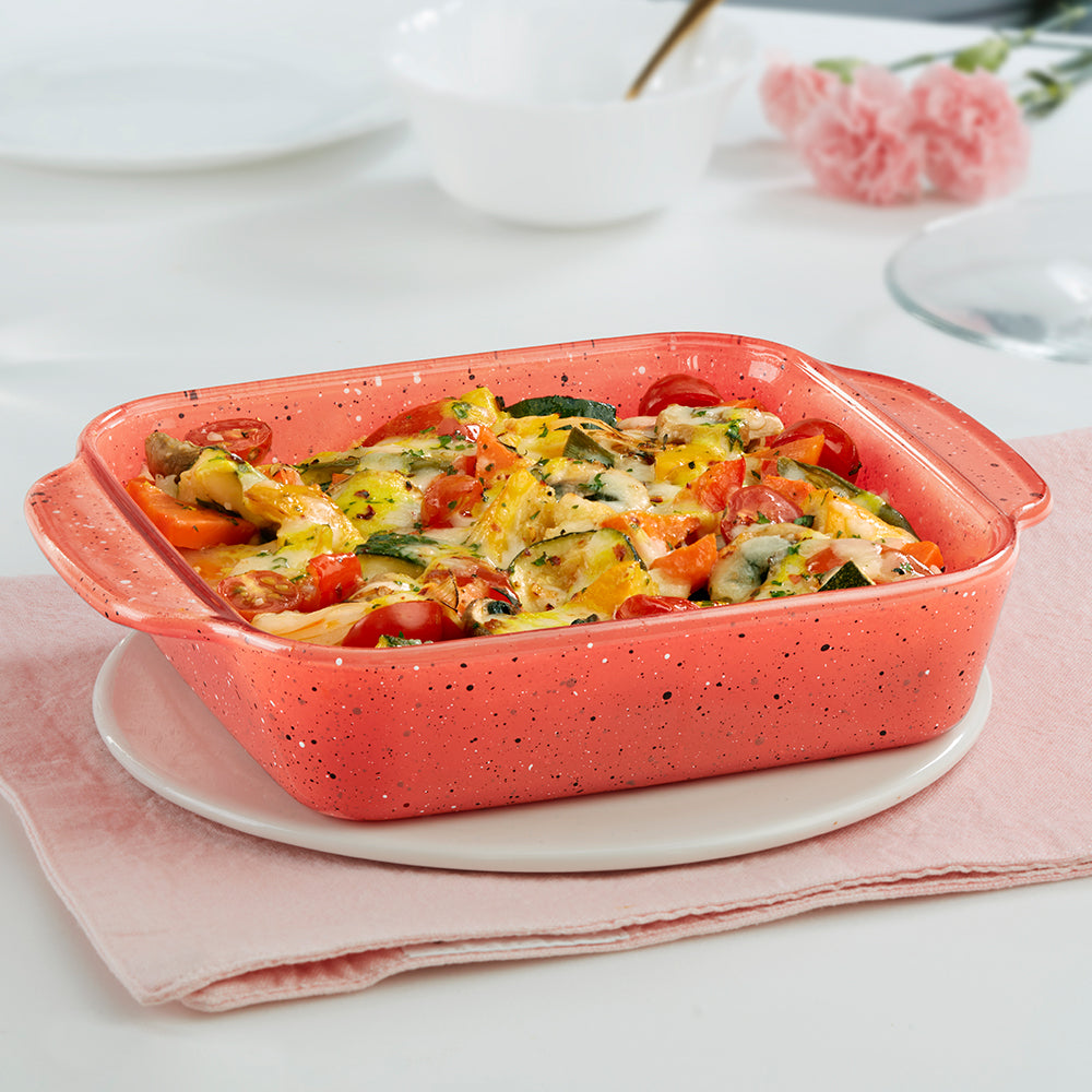 Colors Kube Pink Square Dish with Handle