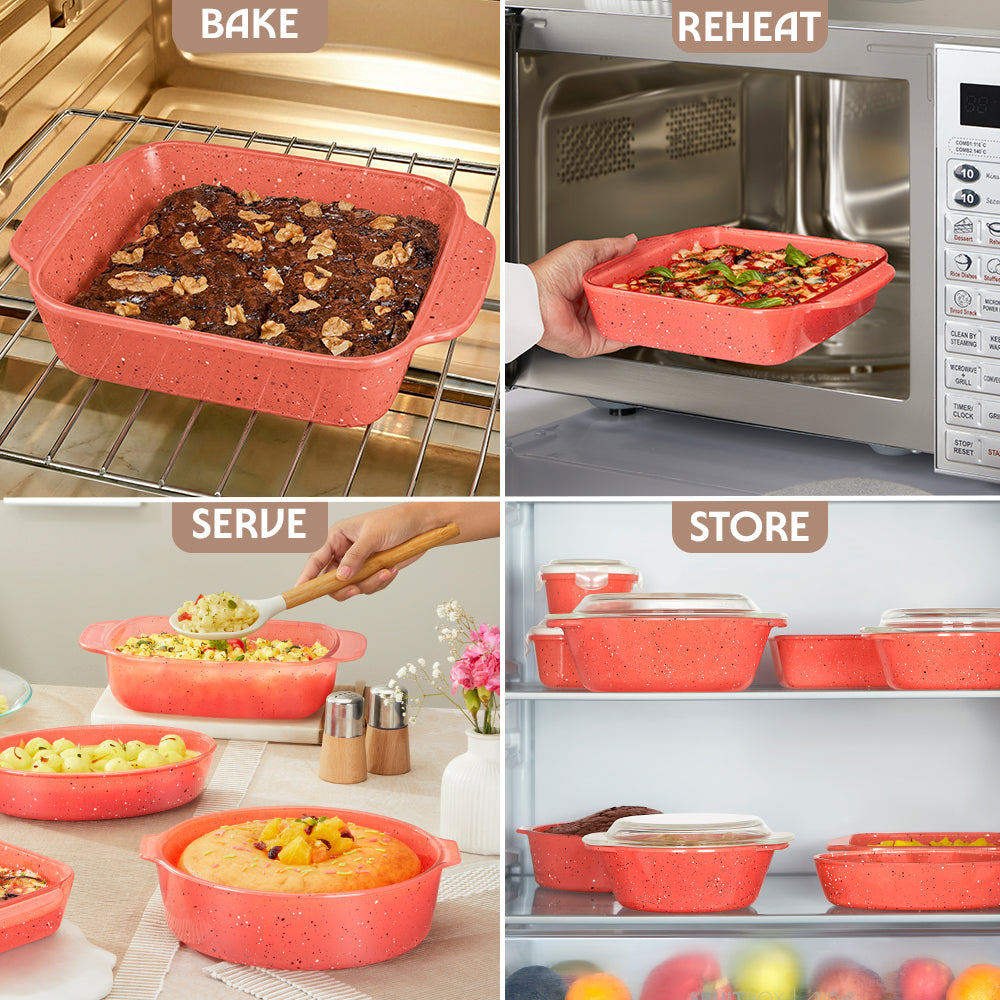 Colors Kube Pink Square Dish with Handle