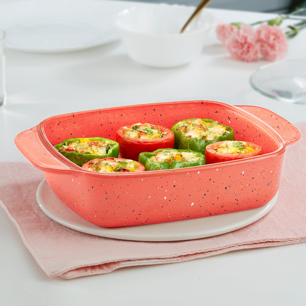 Colours Kube Pink Square Dish with Handle