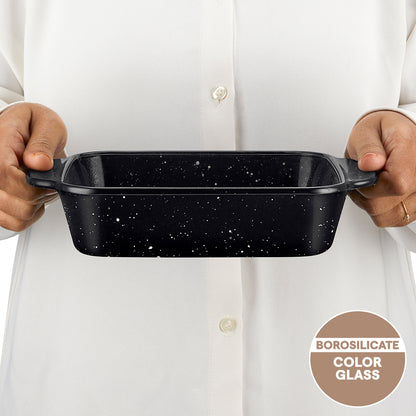 Colors Pebble Black Square Dish with Handle