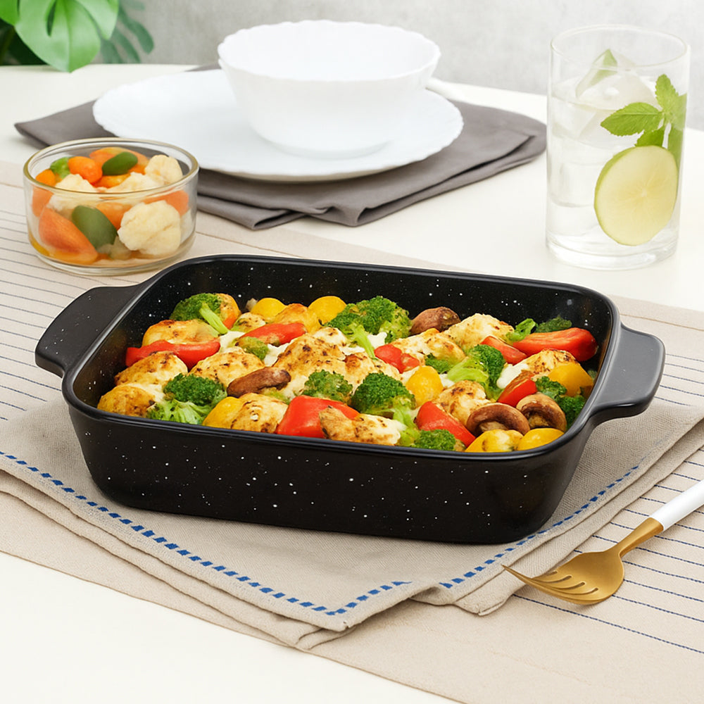 Colours Pebble Black Square Dish with Handle