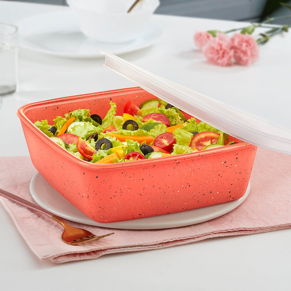 Colours Kube Pink Square Dish with Lid