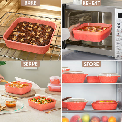 Colors Kube Pink Square Dish with Lid