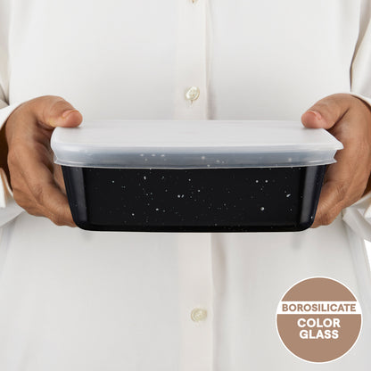 Colors Pebble Black Square Dish with Lid