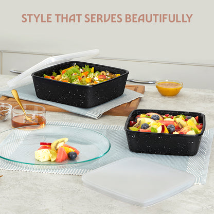 Colors Pebble Black Square Dish with Lid