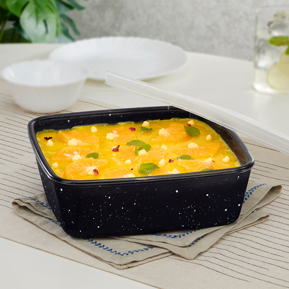 Colours Pebble Black Square Dish with Lid
