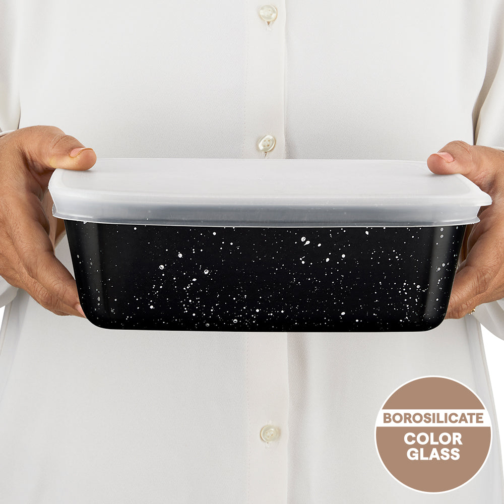 Colors Pebble Black Square Dish with Lid