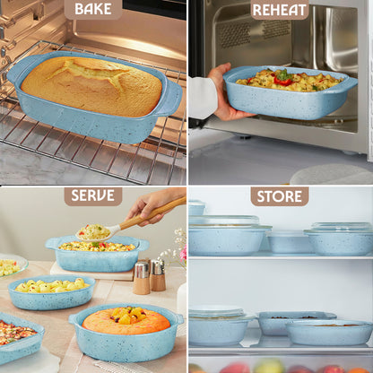 Colors Blue Deep Rectangle Dish