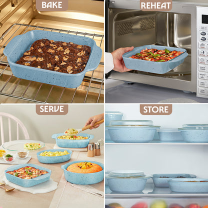 Colors Pebble Blue Square Dish with Handle