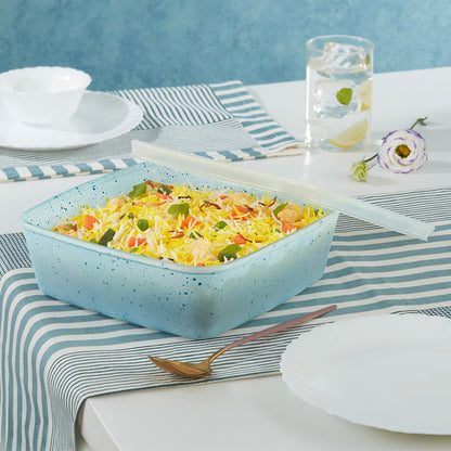 Colors Kube Blue Square Dish with Lid