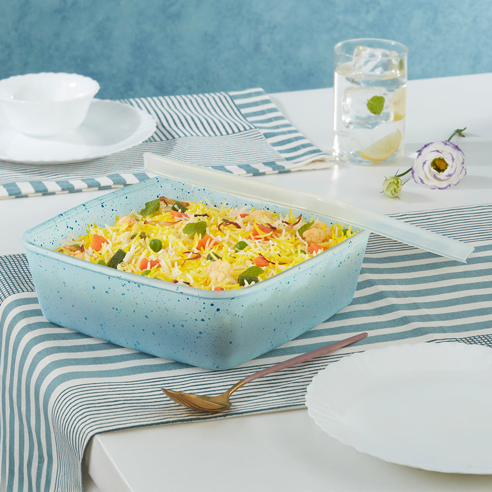 Colors Kube Blue Square Dish with Lid