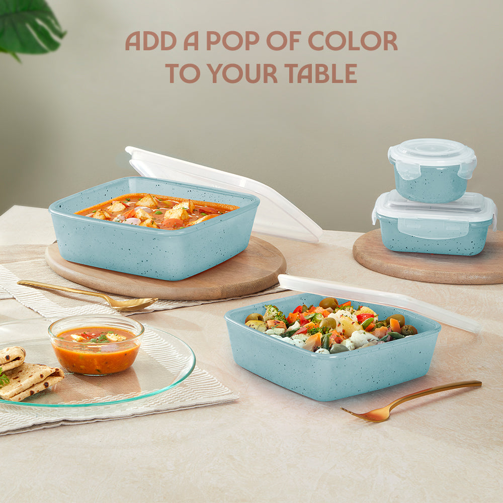 Colors Kube Blue Square Dish with Lid