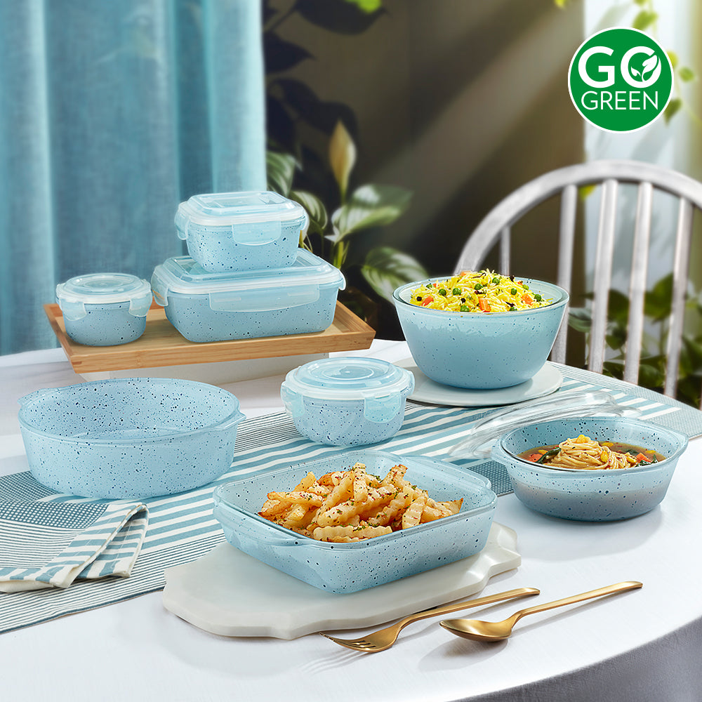 Colors Kube Blue Square Dish with Lid