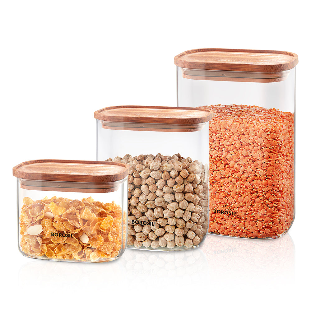 Classic Glass Jar Set with Wooden Lid