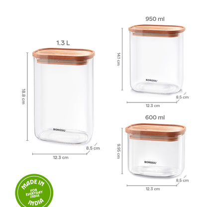 Classic Glass Jar Set with Wooden Lid