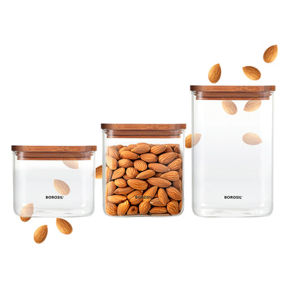 Classic Glass Jar Set with Wooden Lid