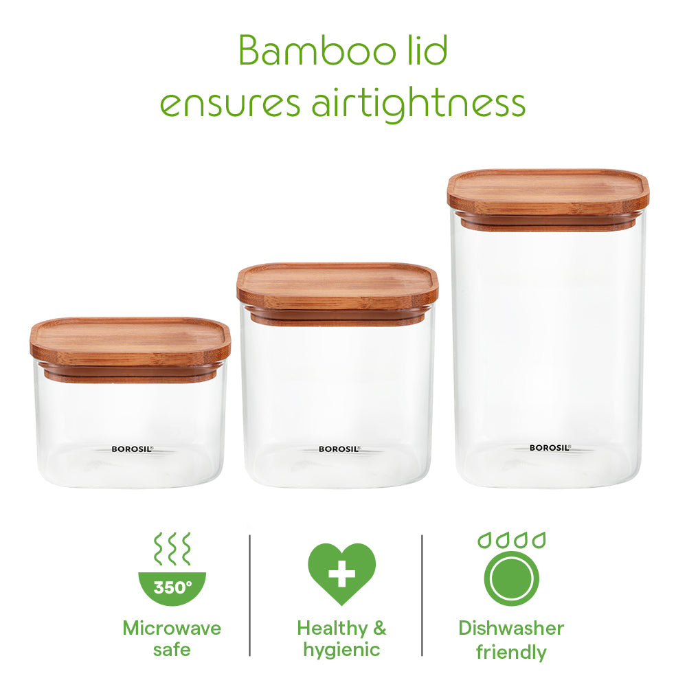 Classic Glass Jar Set with Wooden Lid