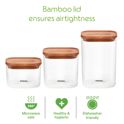 Classic Glass Jar Set with Wooden Lid