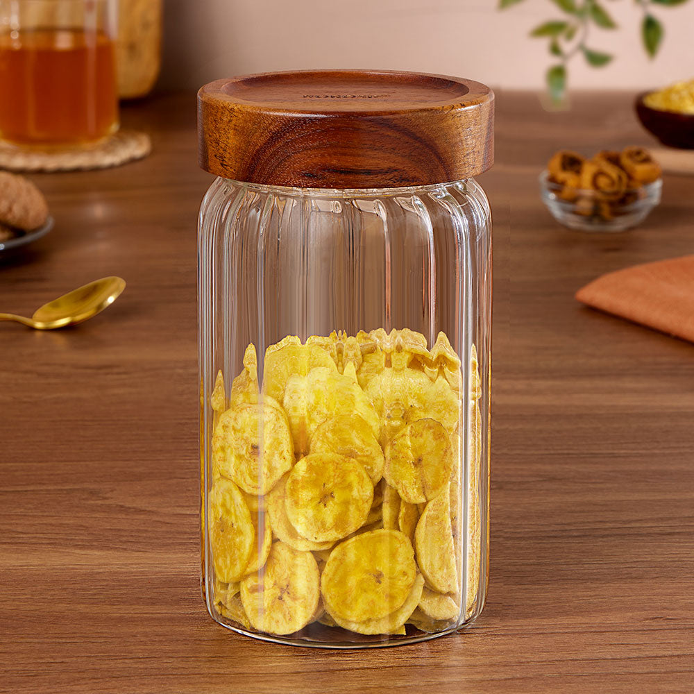 Linea Glass Jar with Acacia Lid