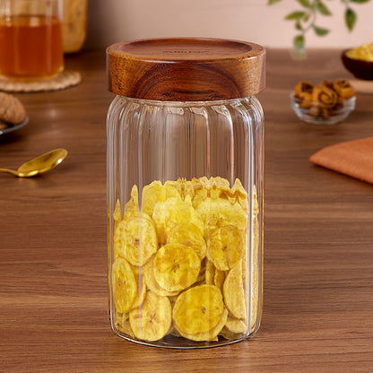 Linea Glass Jar with Acacia Lid