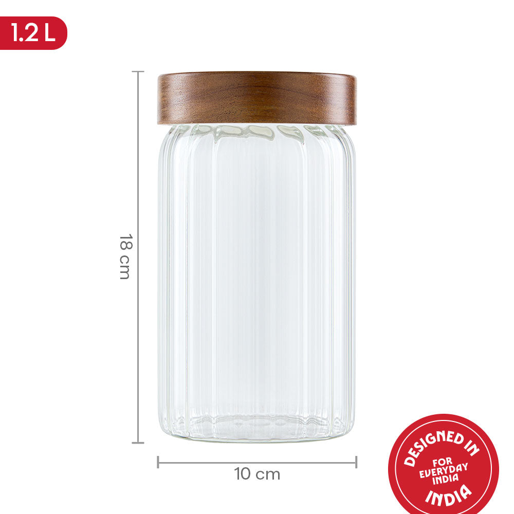 Linea Glass Jar with Acacia Lid