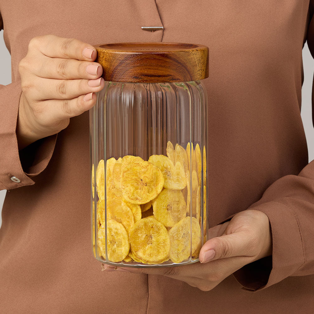 Linea Glass Jar with Acacia Lid