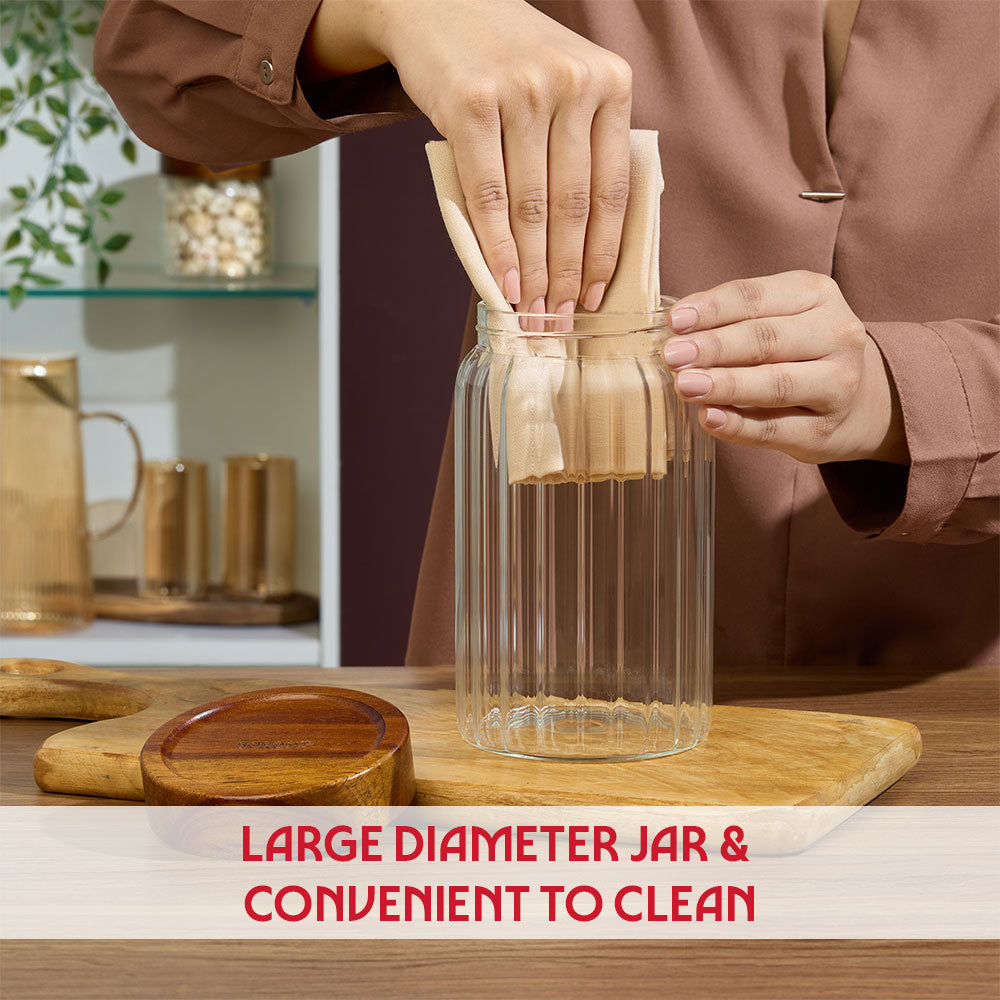 Linea Glass Jar with Acacia Lid
