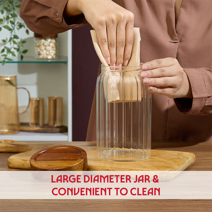 Linea Glass Jar with Acacia Lid