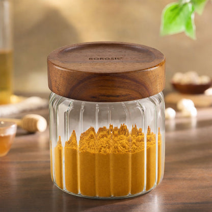Linea Glass Jar with Acacia Lid