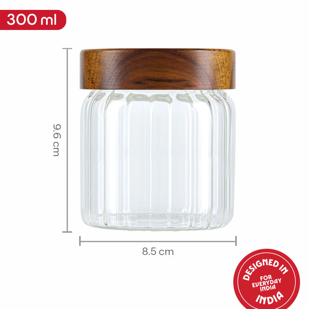 Linea Glass Jar with Acacia Lid