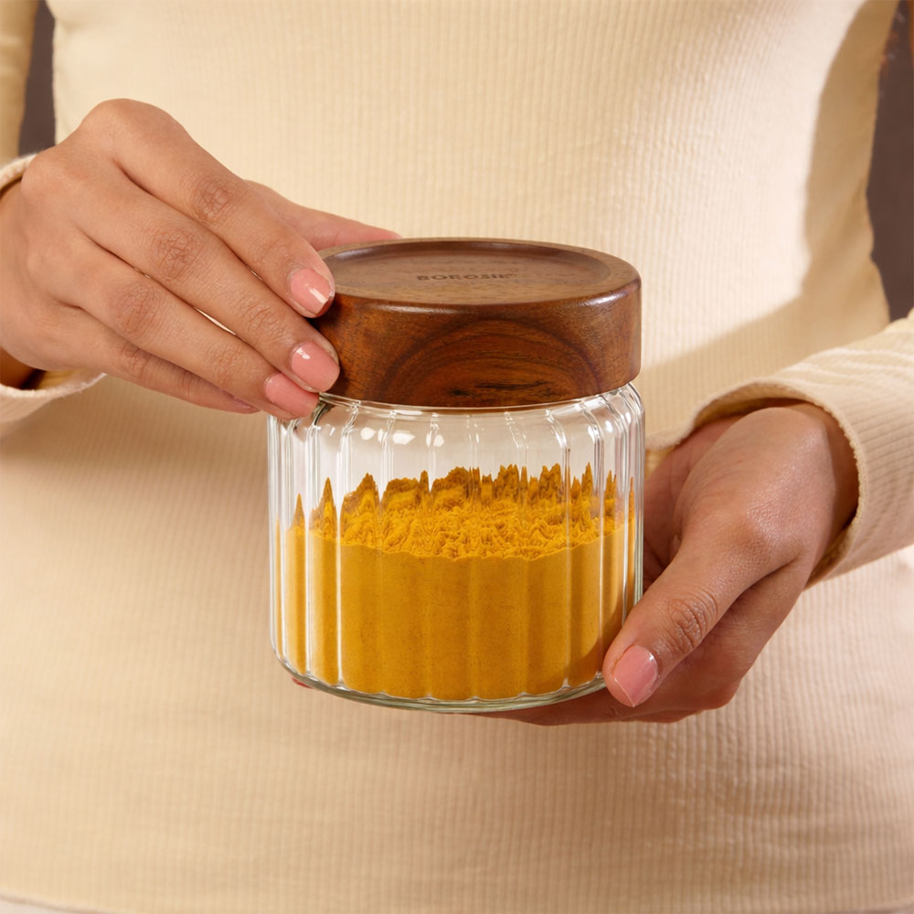 Linea Glass Jar with Acacia Lid