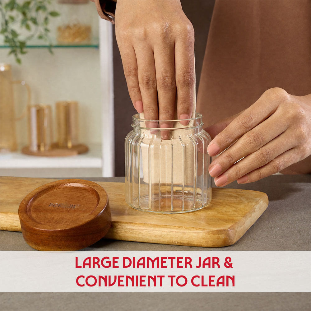 Linea Glass Jar with Acacia Lid