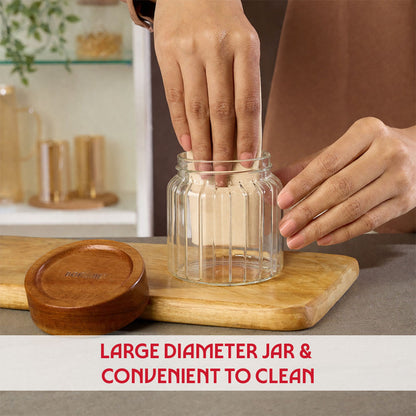 Linea Glass Jar with Acacia Lid