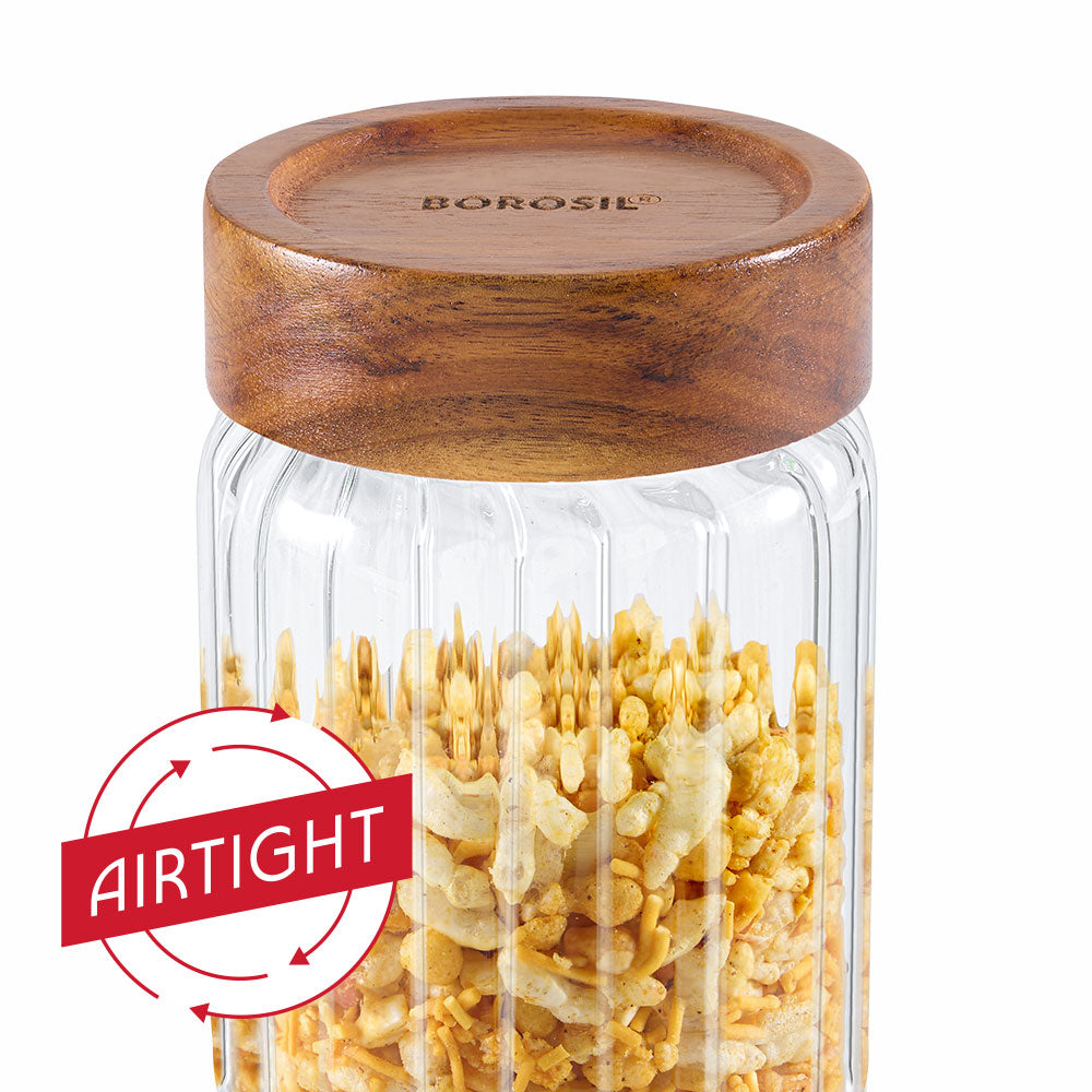 Linea Glass Jar with Acacia Lid