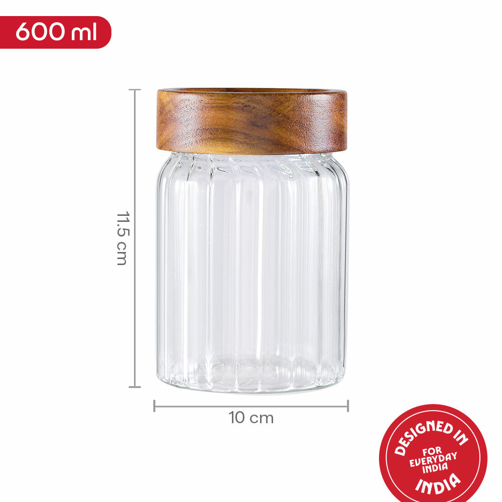 Linea Glass Jar with Acacia Lid