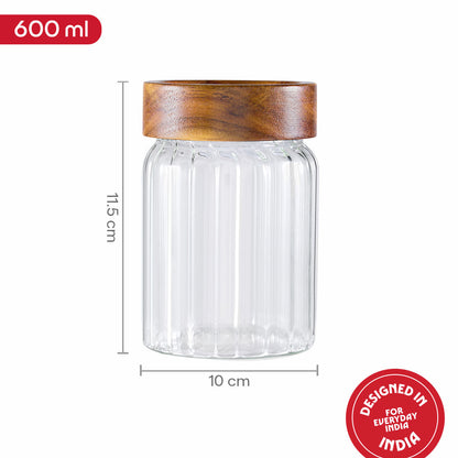 Linea Glass Jar with Acacia Lid