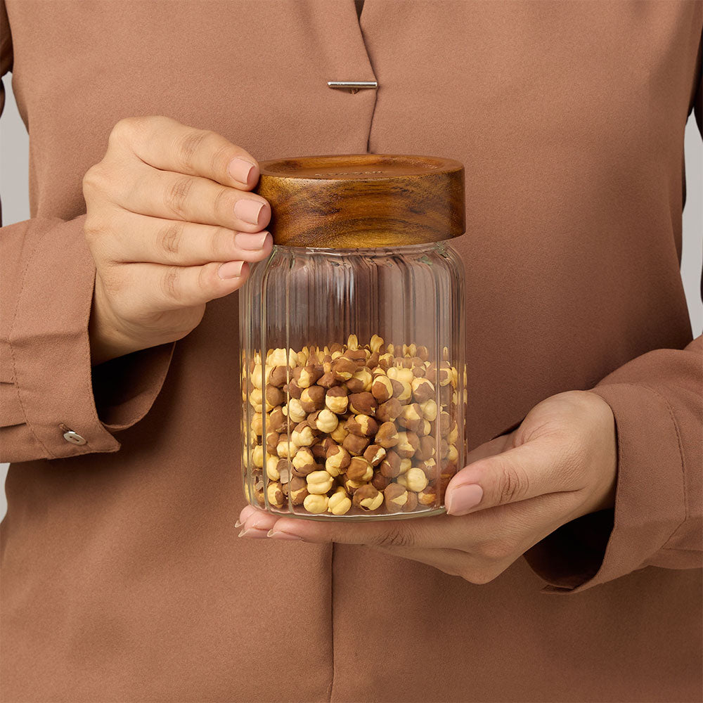 Linea Glass Jar with Acacia Lid