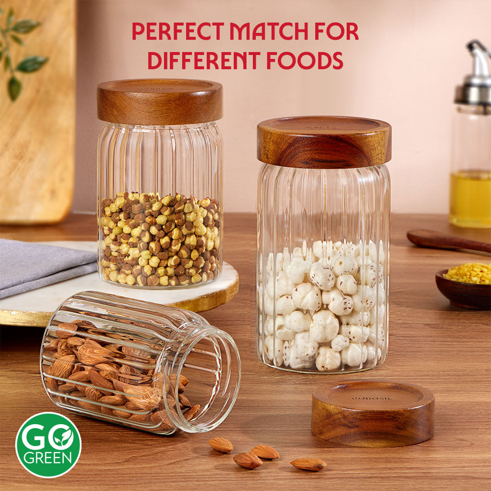 Linea Glass Jar with Acacia Lid