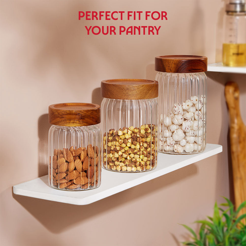 Linea Glass Jar with Acacia Lid