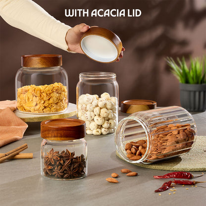 Linea Glass Jar with Acacia Lid