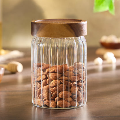Linea Glass Jar with Acacia Lid