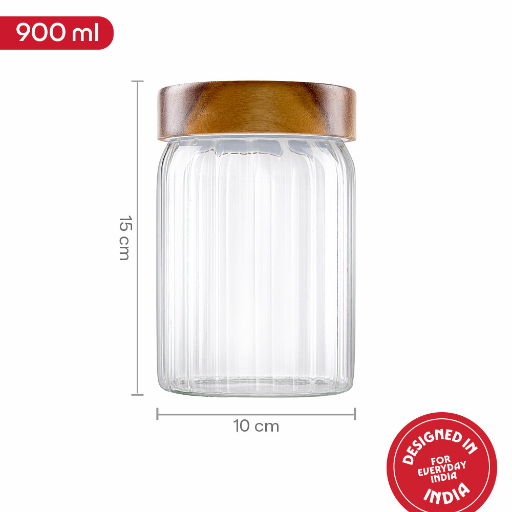 Linea Glass Jar with Acacia Lid