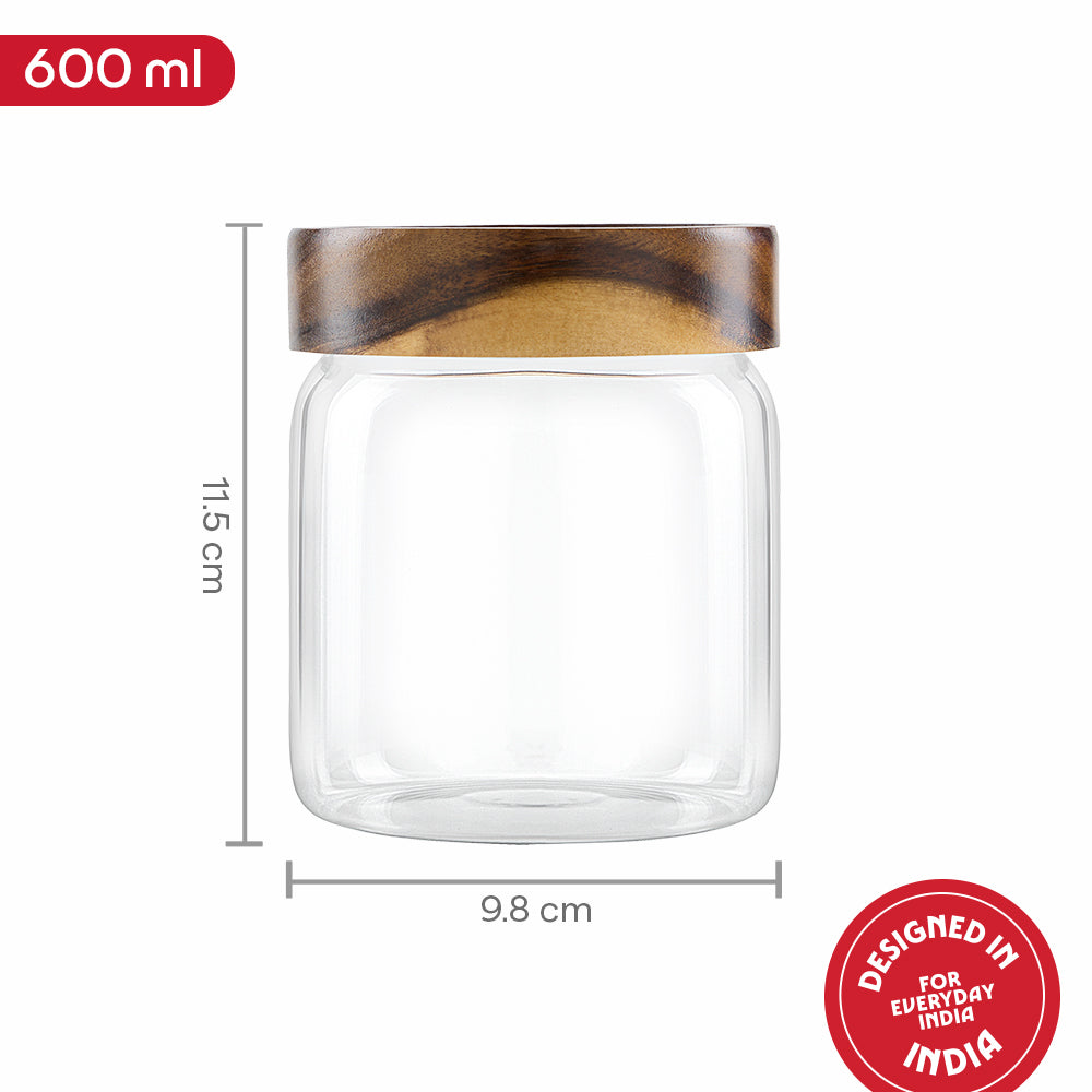 Tallwood Glass Jar with Acacia Lid