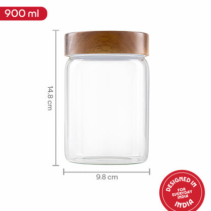 Tallwood Glass Jar with Acacia Lid