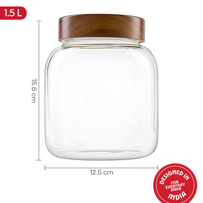 Roundwood Glass Jar with Acacia Lid